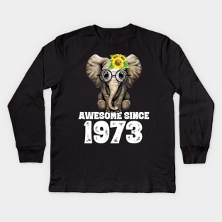 Awesome since 1973 47 Years Old Bday Gift 47th Birthday Kids Long Sleeve T-Shirt